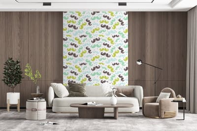 Behang - Fotobehang Patronen - Snor - Kleuren - Jongens - Kinderen - Kids - Jongetje - Breedte 200 cm x hoogte 300 cm