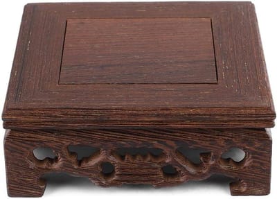 Vaasvoet Houten - Oosters Meubilair - Decoratie Presentatie - Handgesneden Stijl - 10x10x3.7 cm - Bruin