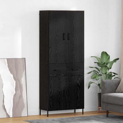 vidaXL Highboard Zwart Eiken 69,5 x 34 x 180 cm Bewerkt hout