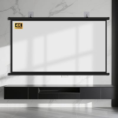 Projectiescherm - Oprolbaar Gordijn - Thuisbioscoop Presentatie - Kreukvrij Glasvezel - 72 inch - Wit