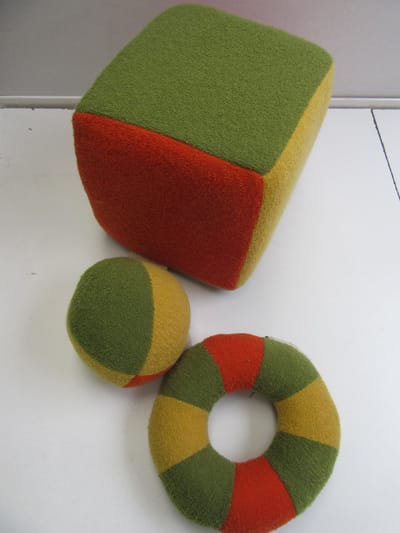 vaco , geschenken set voor baby's , kubus , bal , ring , geel/groen en orange