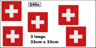 240x Servetten Zwitserland 33cm x 33cm - 3 laags - Servet diner eten knoeien restaurant Suisse BBQ thema feest verjaardag feest