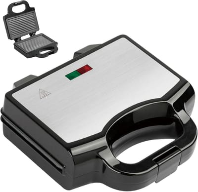 Sandwichmaker - Tosti-ijzer - Snelle Maaltijden - Antiaanbaklaag - 25.5 cm - Zilver