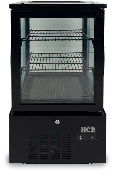 HCB® - Professionele Horeca Gebaksvitrine - 56 liter - zwart - 230V - Koelvitrine - 39.8x43.4x85.4 cm (DxBxH) - 37 kg - 8812