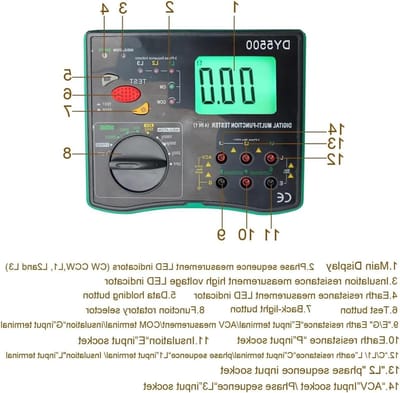 Digitale Multifunctionele Tester - Isolatiemeter Aardingsmeter - Elektrisch Onderhoud - 4-in-1 Functies - 190mm x 155mm x 75mm - One Color