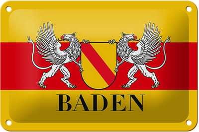 Blechschild Flagge 18x12cm Baden Wappen Wanddeko