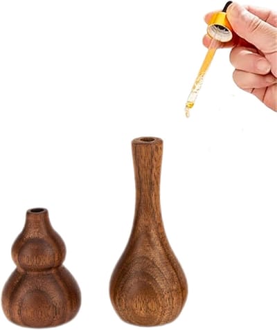 Daity Set van 2 houten aromadiffusers voor in de auto - in een vaas van walnoothout - voor essentiële oliën - met een langdurige geur - geschikt voor auto's - huizen - badkamers en kantoren (bruin).