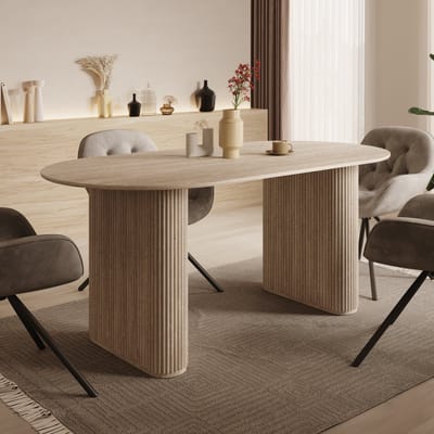 Meubella - Viento - Eetkamertafel - Travertin - 180x90x76 cm