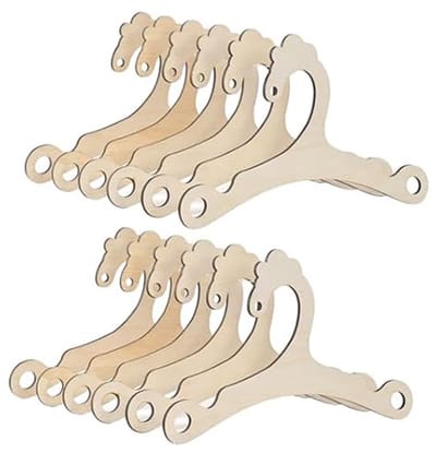 Hangers - Broekhangers - Kinderhangers - Babyhangers - Houten hangers - Houten pasgeboren hangers voor mini-kasten en babyshowerboxmanden - 12 stuks - Voor babymeisjes en -jongens Pakbroekhangers met schouderinkepingen