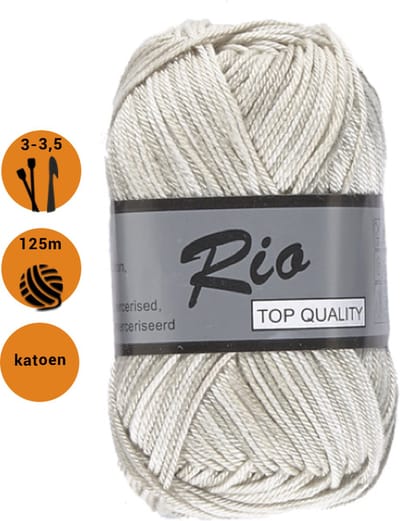 Rio Multi licht grijs (621) haakkatoen - gemêleerd katoen haakgaren - pakket 5 x 50 gram