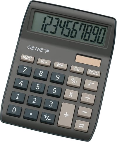 Compacte 10-cijferige bureaurekenmachine met groot display en dual power