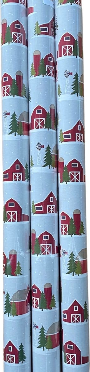 FESTIVE GIFTS Inpakpapier - Cadeaupapier - 200 x 70cm - 3 rollen - Kerst - Luxe Cadeauverpakking - Kleurrijk