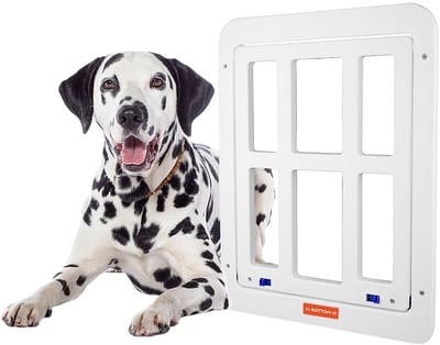 MAGICSHE Hondenluik Vliegenraam - Kattenluik Hordeur Voor Grote Kat - Kattenklep Buitendeur - Hondenklep Met Magneten Voor Middelgrote En Grote Honden - Magnetisch & Afsluitbaar Wit