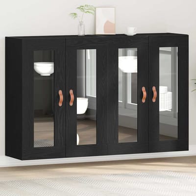 vidaXL - Wandkasten - 2 - st - Zwart - Eiken - 69,5 - x - 34 - x - 90 - cm - Bewerkt - hout