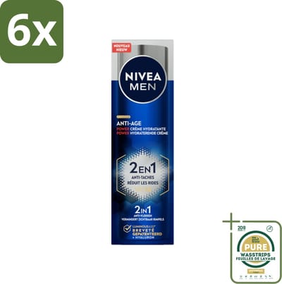 NIVEA MEN - Anti-Age 2in1 Power - Hydraterende Crème Gezicht SPF 30 - 50 ml - Voordeelverpakking - 6 stuks - SPF 30 - Rimpels