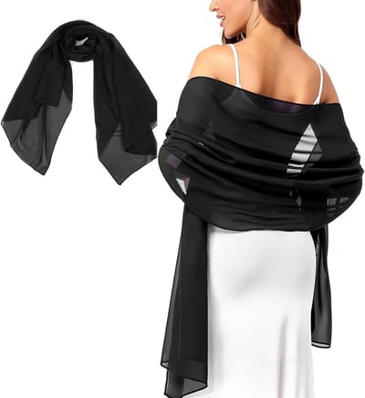 Elegante Chiffon Stola voor Dames, 200 x 70 cm, Zachte Ademende Sjaal voor Bruidsjurken, Avondjurken en Feestelijke Gelegenheden