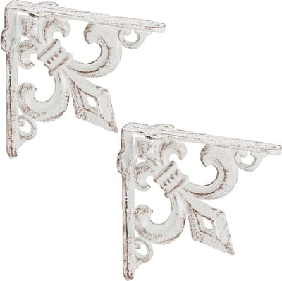 planksteunen gietijzer - set van 2 - antiek - ornamenten - vintage - wit