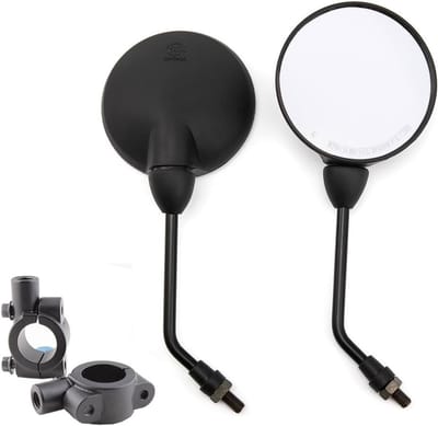 Round Rearview Mirror for Bobber Cafe Racer Scooter, 10mm - ShopVlot