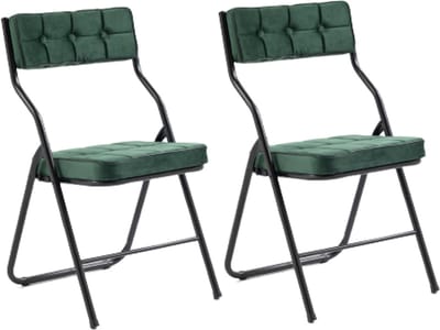 Opvouwbare stoelen 2 pak - Opvouwbare eetkamerstoelen met kussen, draagbaar en gemonteerd Opvouwbare extra stoel voor gasten Keuken Kantoor Groen