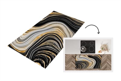 Keukenloper - Loper keuken - Marmer - Goud - Zwart - 120x60 cm - Keukenloper vinyl