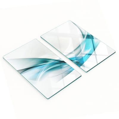 Set van twee glazen snijplanken met abstracte lijnen, 2x30x52 cm