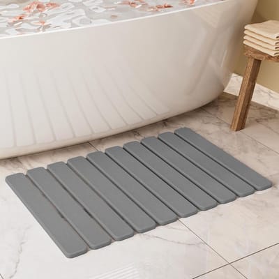 Stenen Badmat - Droogmat Sneldrogend - Badkamer Droog Houden - Super Absorberend - 60 x 39 cm - Donkergrijs