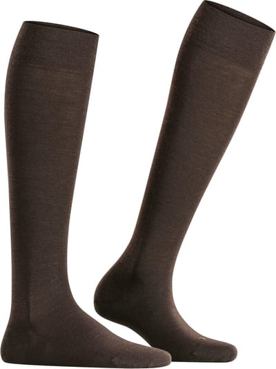 FALKE Sensitive Berlin drukvrije comfort tailleband wol katoen kniekousen dames bruin - maat 35-38