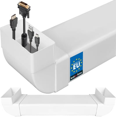 KOTARBAU® Kabelgoot, Kabelkanaal, PVC, 120 x 60 mm, 63 cm Lang, kabelgoot muur, Wit, Onzichtbare Kabeldoorvoer, Kabelafdekking