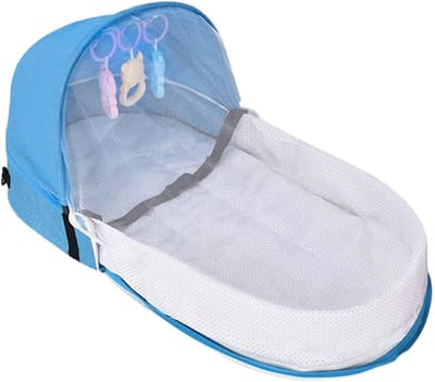 Reisbed Baby - Opvouwbaar Bedje - Comfortabel Slapen - Verandert In Tas - 42 x 34 cm - Blauw