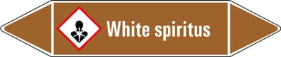 White spiritus leidingmarkering op vel 75 x 17 mm - 8 per vel