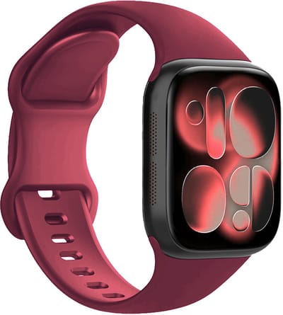 Horloge Band Geschikt voor Apple Watch 1, 2, 3, 4, 5, 6, 7, 8, 9, 10, 11, SE - 42/44/45/46 mm Bandje Siliconen Verstelbaar - Donkerrood