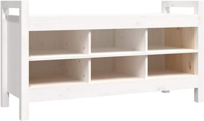 Houten Halbank Bankje met Opbergruimte 110x40x60 cm Wit