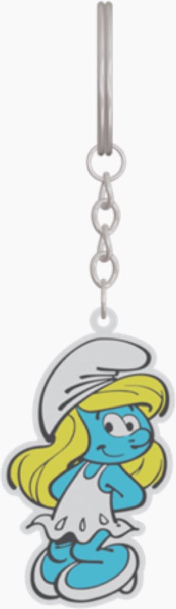 Smurfin sleutelhanger - Handen op rug - 6 cm - Metaal - eenzijdig bedrukt.