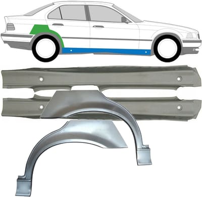 Volledige dorpel + reparatiepaneel achter spatbord voor BMW 3 E36 1990-2000