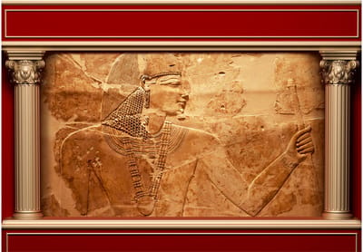 Fotobehangkoning - Behang - Vliesbehang - Fotobehang Egyptische Hiërogliefen - Egyptian Walls - 150 x 105 cm