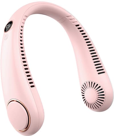 Bladeless Nek Ventilator - Draagbare Nek Ventilator - 5 Standen - Met Display - Oplaadbaar - Nekventilator Bladloos - Hand Ventilator - Gezichtsventilator - Neck Fan - Opvliegers Mini Ventilator USB Halsventilator - Draagbare Ventilator - Roze