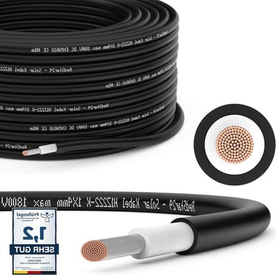 RedStar24 Premium Zonnekabel 4mm² Zwart - 100m - UV-bestendig, flexibel, Fotovoltaïsche Kabel, PV Kabel, Solar Verbindingskabel voor Zonnepanelen, Omvormers & Laadregelaars - Hoge Prestatie, Duurzaam