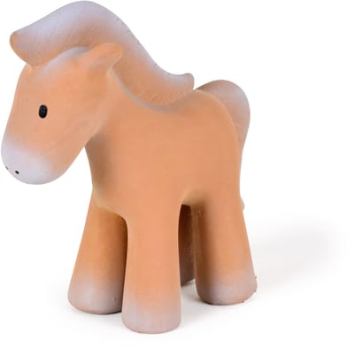 TIKIRI Mijn Eerste Boerderijdiertje - Paard - Natuurlijk Rubber - Met Belletje - 12Cm - 0 Jaar