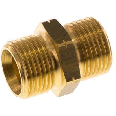 Dubbele Nippel G Buitendraad Linkshandig Messing 16bar 19mm Hex [2 Stuks]
