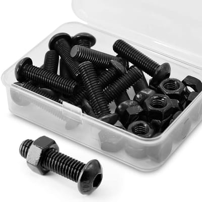 15 Sets M8 Binnenzeskant Koepelschroeven met Moeren - 20 mm Volledige Schroefdraad Koolstofstaal 10.9 Zwart