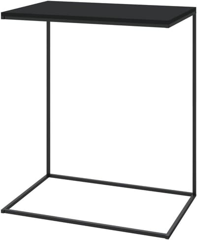 Bijzettafel C-design - Tafel Woonkamer - Naast Bank - Robuust Hout Ijzer - 55x35x66 cm - Zwart