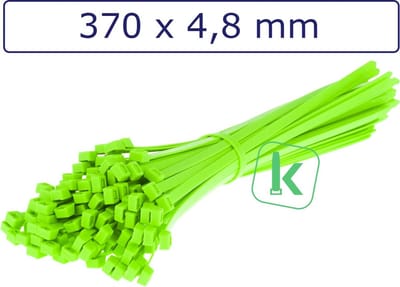 PRO-TIE® - Tyraps, kabelbinders 370 x 4,8 mm Neon Groen (Zak 100 stuks) (tiewrap/tyrap/tie-wrap/bundelbandje/colsonbandje/)