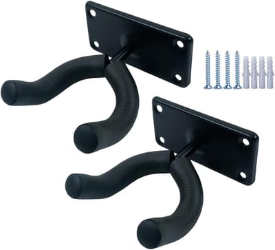 Gitaarhanger Muurbevestiging - Gitaar Hanger - Instrumenten Opbergen - Zachte Spons Bescherming - 12 x 10.5 x 5.5 cm - Zwart