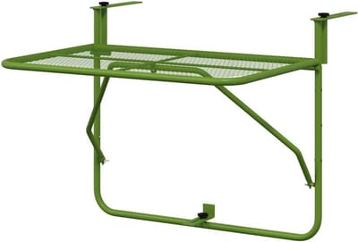 Opvouwbare bijzettafel - Balkontafel reling - Buiten zitten - Ruimtebesparend design - 60 x 65 x 40 cm - Groen