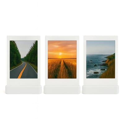 Polaroid Fotohouder Wit – Set van 3 Universele Instax Mini / Square / Wide & Polaroid Foto’s – Fotostandaard – Wit