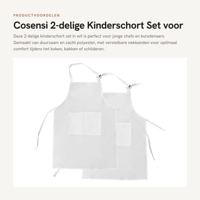 Dailygoods- Kinderschort Verstelbaar - 2-delige Set - Schilderschort Kinderen - Keuken/Koken/Bakken - Polyester - 2 Zakken