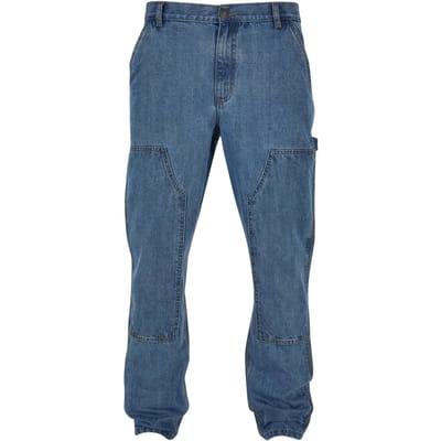 Urban Classics - Double knee jeans Broek rechte pijpen - Taille, 34 inch - Blauw