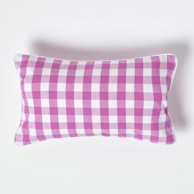Homescapes Roze geruite kussenhoes 30 x 50 cm gemaakt van 100% katoen