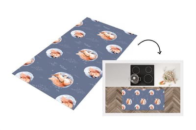Keukenloper - Loper keuken - Winter - Eekhoorn - Bubbel - 120x60 cm - Keukenloper vinyl