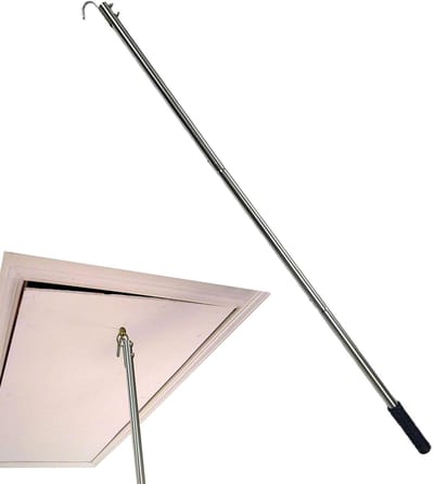 Zolder deur pull - Trekstok ladder - Zolder toegang - Stevige roestvrij staal - Totale lengte 40" - Zilverkleurig